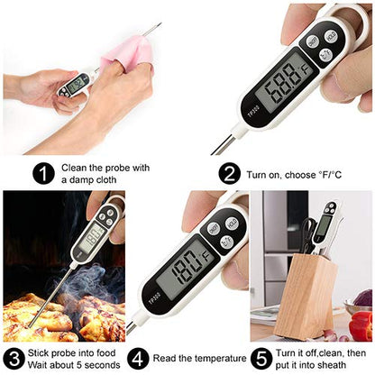Digital Instant Read Meat Thermometer Kitchen Cooking Food Candy Thermometer for Oil Deep Fry BBQ Grill Smoker Thermometer by AikTryee