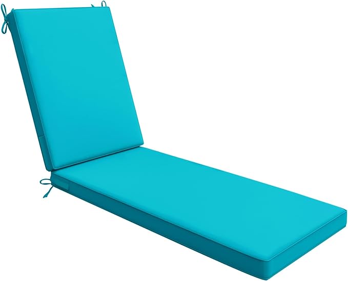 AAAAAcessories Outdoor Chaise Lounge Cushions, Waterproof, Fade-Resistant Patio Furniture Replacement Cushions, 80" x 26" x 3", Turquoise Blue