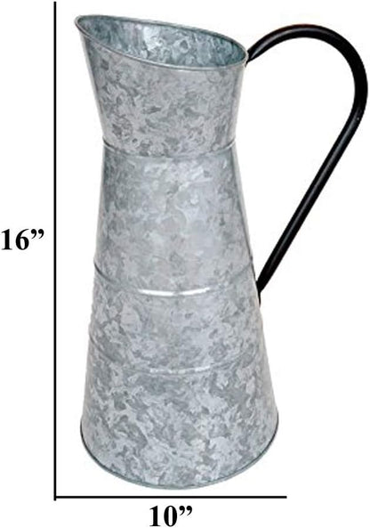 Deco 79 Metal Galvanized Watering Jug, 10 by 16-Inch,Gray