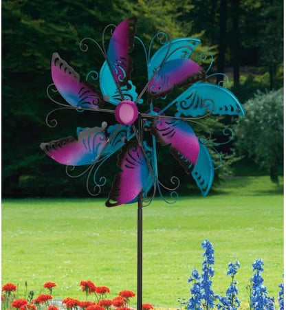 Regal Art & Gift Butterfly Wind Spinner – Metal Yard Decorations Outdoor | Kinetic Garden Spinner for Lawn, Pathway, or Flower Bed | Weather-Resistant Outdoor Sculpture - 19 Inch