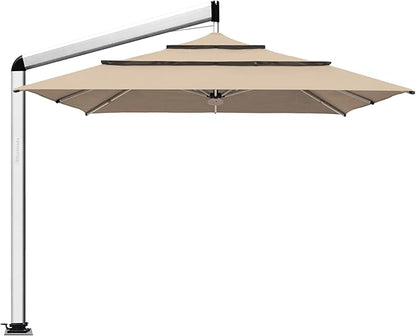 EliteShade USA Atlas 3-Tier 10x10FT Full Aluminum Cantilever Patio Umbrella for Outdoor restaurant Garden Courtyard Deck Pool and Marketing with Light(No battery),Heather Beige