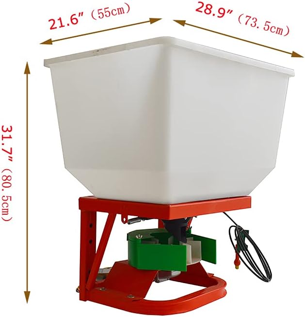 ATV/UTV Seed Fertilizer Spreader Broadcast Spreader 265lbs Garden Farmer Tractor Spreader 12V Variable Easy Fix Fertilizer Hopper Dry Material Spreader