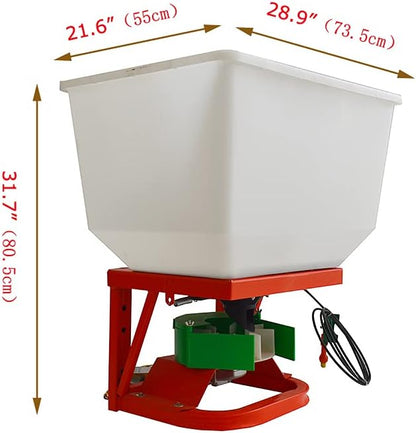 ATV/UTV Seed Fertilizer Spreader Broadcast Spreader 265lbs Garden Farmer Tractor Spreader 12V Variable Easy Fix Fertilizer Hopper Dry Material Spreader