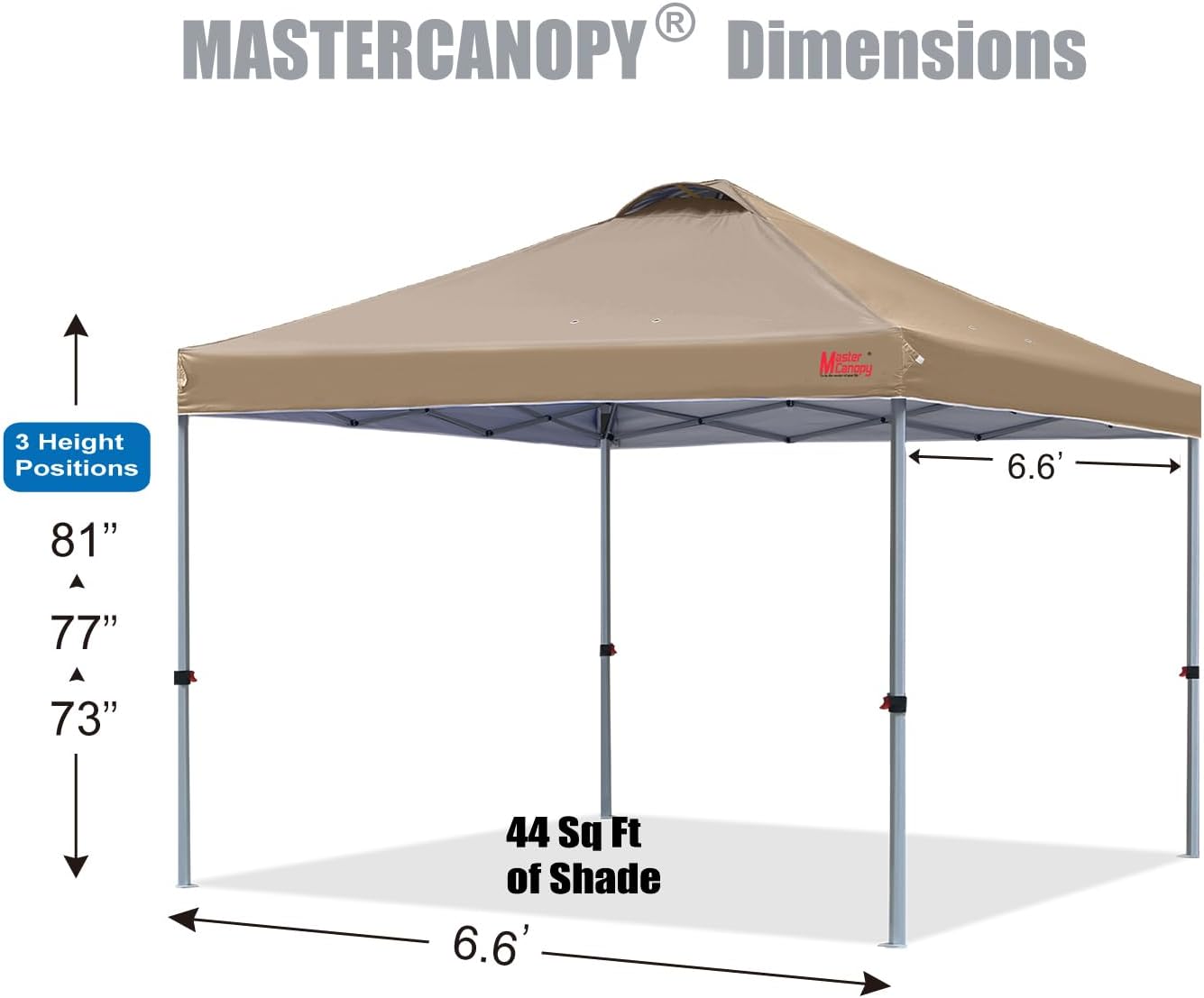 MASTERCANOPY Durable Pop-up Canopy Tent with Roller Bag (Khaki)