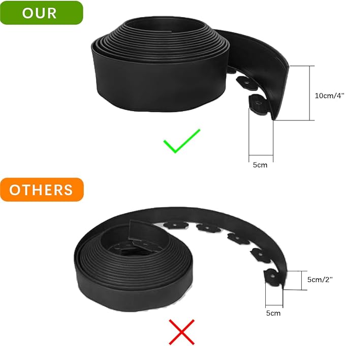 49FT Landscape Edging, 4 in Tall Garden Edging Borders with 75 Spikes,Flexible No Dig Lawn Edging Plastic Borders for Garden, Flower Beds, Pavement-Black