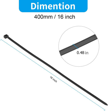 XINGO 16 inch White Zip Ties Heavy Duty 60 PCS, 250 LBS Ultra Strong Plastic Wire Ties, Large Cable Ties Extra Long Tie Wraps, Indoor and Outdoor UV Resistant