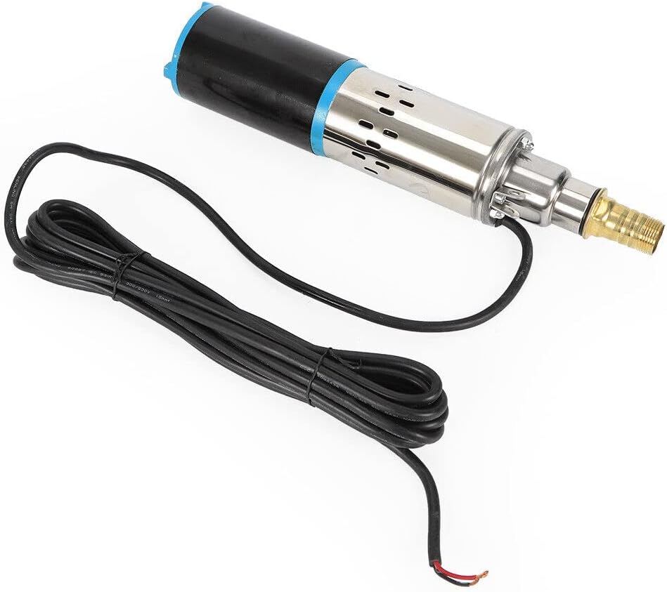 Deep Well Submersible Pump DC 24V 200W Electric Solar Powered Water Pump, 17.5 GPM Flow, 98ft Lift, Farm Ranch Irrigation Submersible Bore Hole Deep Well Pump