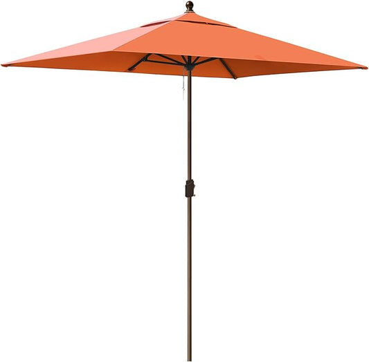 EliteShade USA 10-Year-Non-Fading 6.5x10Ft Rectangular Market Umbrella Patio Umbrella Outdoor Table Umbrella with Ventilation（Rust）