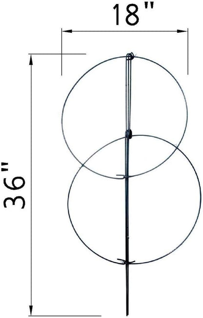 36" x 18" Peony Double Ring Plant Support, Pack of 10 Plant Support Stakes for Tomatoes Peony Lily Rose Plant Support Rings Peony Cages for Outdoor Plants Flowers Vegetables