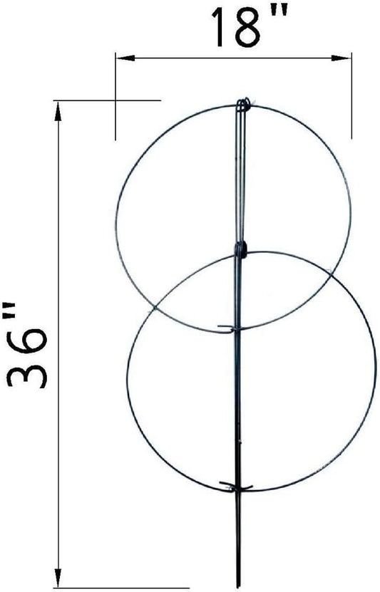 36" x 18" Peony Double Ring Plant Support, Pack of 10 Plant Support Stakes for Tomatoes Peony Lily Rose Plant Support Rings Peony Cages for Outdoor Plants Flowers Vegetables