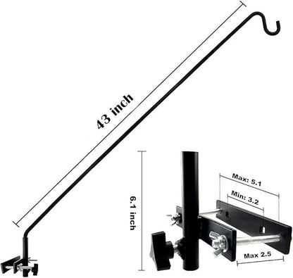 2 Packs Extended Fence Deck Heavy Duty Bird Feeder Hook, 360 Degree Rotary and Length Adjustable Plant Bracket for Bird Feeders Planters Suet Baskets Lanterns Wind Chimes and More