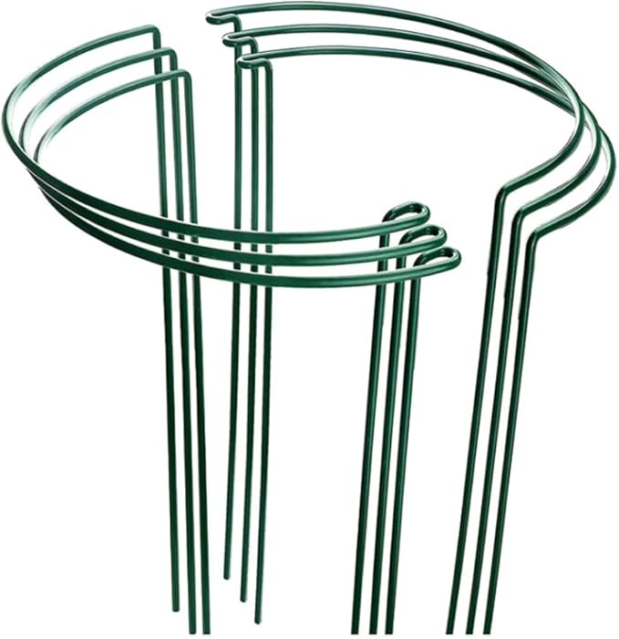 6 Pack Large 60cm Tall Bow Plant Support Stakes, Strong Metal Garden Supports Half Round Flower Hoops