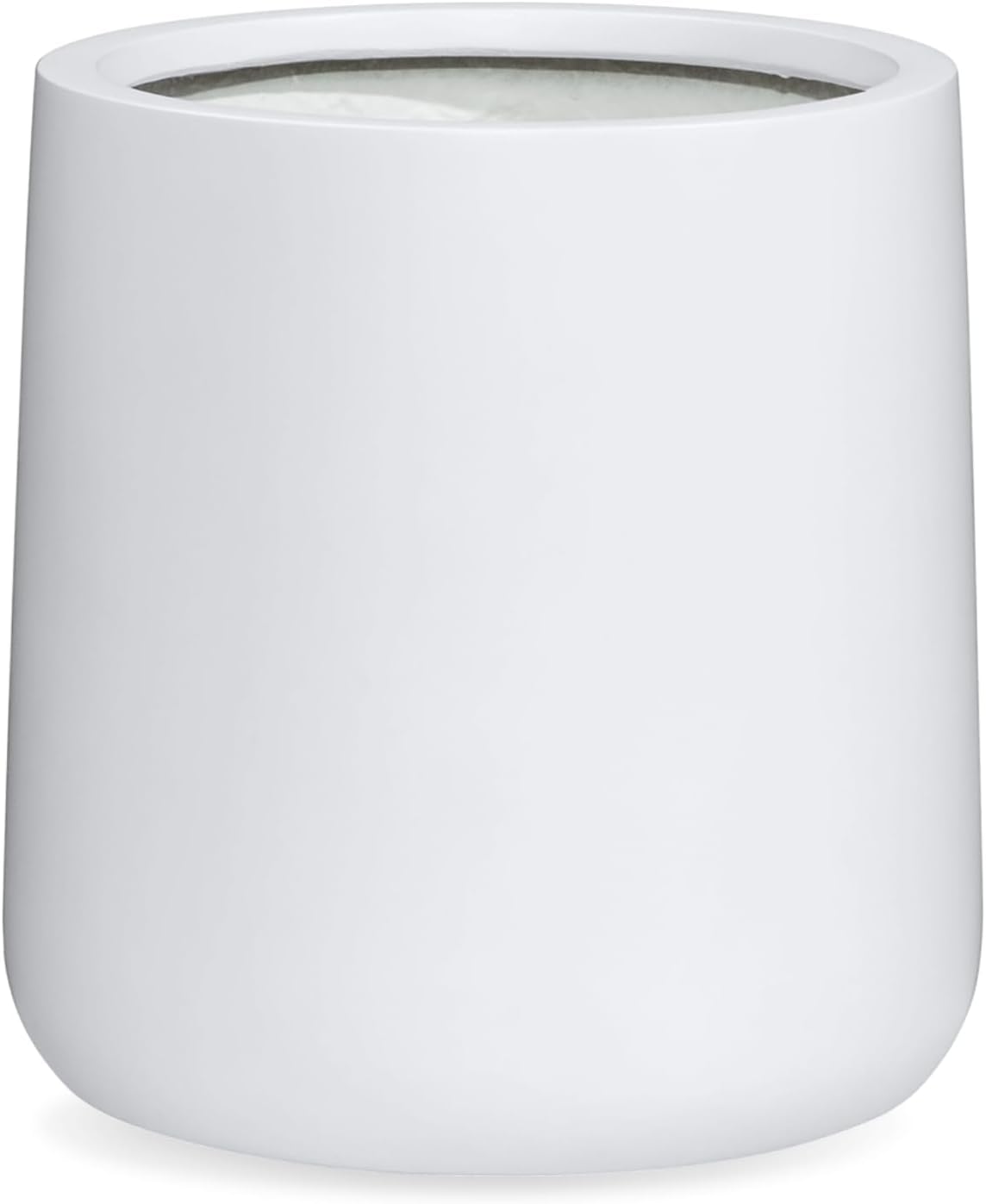 13" H x 12.6" D Conico Fiberstone Round Planter with Drainage Hole, Smooth Finishes, Weather Resistant for Indoor and Outdoor Use, Included 2 Extra Coco Mats (White, 10" Pot Opening)