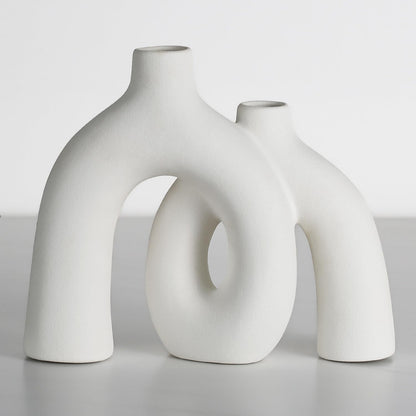 CEMABT Modern Nordic Boho Vase Set - Elegant White Matte Ceramic Home Decor for Living Room, Bookshelf, Mantel, Entryway Table & Console Décor | Shelf Decorations Gift