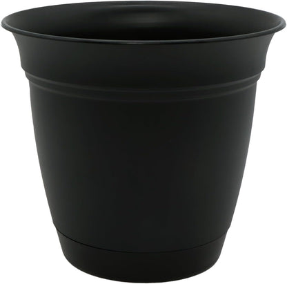 The HC Companies Eclipse Round Planter with Saucer - Outdoor & Indoor Plant Pot with Drainage Holes - Lightweight, UV-Resistant Plastic Pots for Plants, Flowers & Herbs (20" Black, Pack of 1)