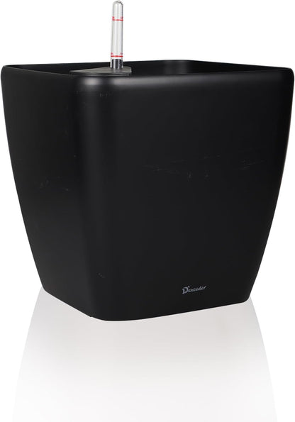 Dexceder 18x17 Self Watering Planter with Wheels Indoor Outdoor, Inner Mat Design, Thickened Large Floor Standing Flower Plant Pot with Water Level Indicator (Black Matte)