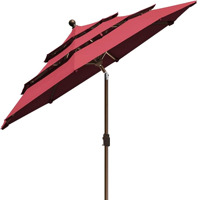 EliteShade USA 10-Year-Non-Fading 9Ft 3 Tiers Market Umbrella Patio Umbrella Outdoor Table Umbrella with Ventilation, Burgundy