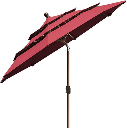 EliteShade USA 10-Year-Non-Fading 9Ft 3 Tiers Market Umbrella Patio Umbrella Outdoor Table Umbrella with Ventilation, Burgundy