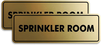 Signs ByLITA Standard Sprinkler Room Sign (Brushed Gold) - Small 2 Pack