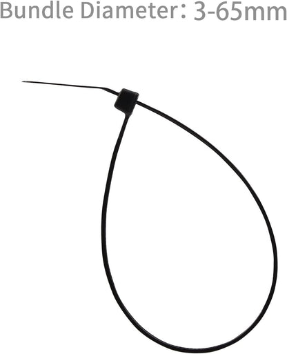 XINGO 100PCS Cable Zip Ties Heavy Duty, Premium Nylon Plastic Wire Ties with 50 Pounds Tensile Strength, Self-Locking Black Nylon Zip Ties for Indoor and Outdoor (10 inch, Black)