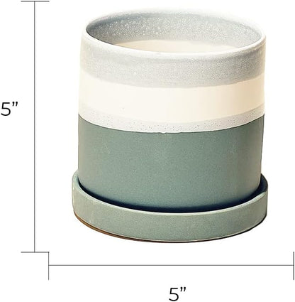 CHIVE ‘Minute’ Ceramic Planter Pot — Cute 5” Colorful Succulent Pots for Indoor & Outdoor House Plants — Beautiful Modern Farmhouse Kitchen Decor — Matte Green