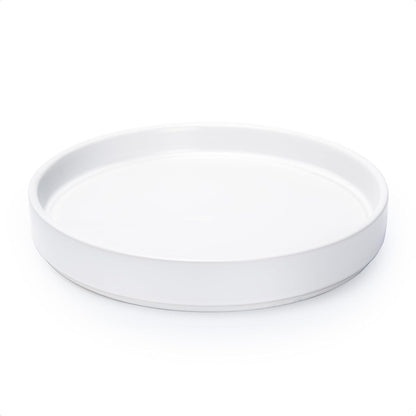 D'vine Dev Modern Round 8.7 Inch Ceramic Plant Pot Saucer, Planter Pot Drainage Tray for Indoor Plants, Matte White, 97-T-A-4