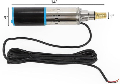 Deep Well Submersible Pump DC 24V 200W Electric Solar Powered Water Pump, 17.5 GPM Flow, 98ft Lift, Farm Ranch Irrigation Submersible Bore Hole Deep Well Pump