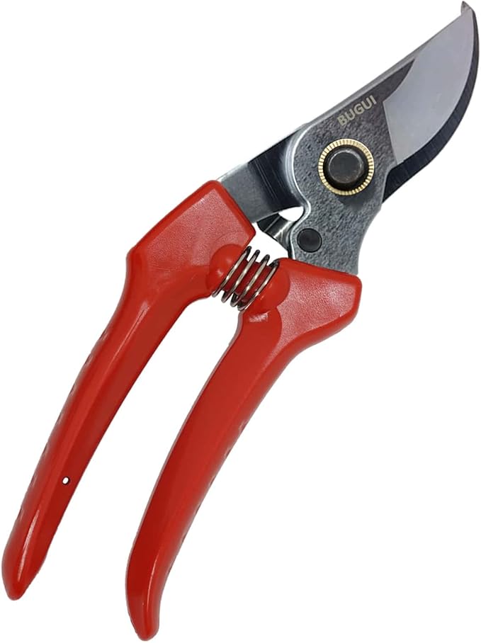7" Small Pruning Shears Garden Shears - Premium Alloy Steel Bypass Pruner, Precision-ground Blades, Heavy Duty Gardening Tools, Red