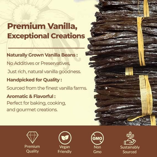 1 LB Bulk Vanilla Beans Grade A + | Vanilla Bean Pods For Making Extract | Non-GMO | Perfect For Baking, Cooking, & Desserts | 6-8 Inches. NYVanilla.