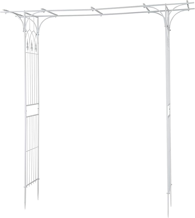 VINGLI Garden Arbor, Arch Archway for Wedding Ceremony Party, Steel Garden Trellis for Plant Climbing, Christmas Garden Decorations Pergola for Garden, Backyard, Lawn (White)