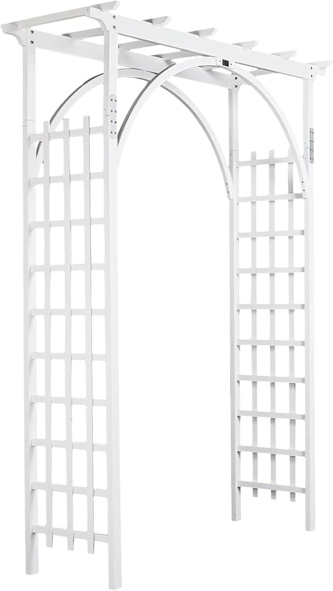 VINGLI 85in Wooden Arbor, Wedding Arch for Ceremony, Wood Trellis for Plant Climbing, Christmas Decor Pergola for Garden Backyard, Lawn (White)