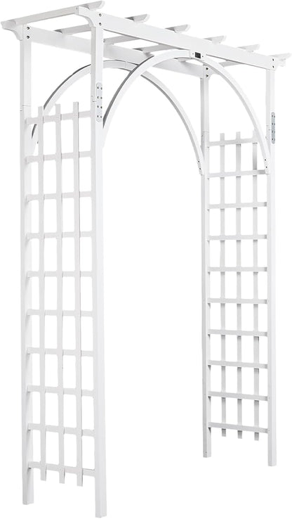 VINGLI 85in Wooden Arbor, Wedding Arch for Ceremony, Wood Trellis for Plant Climbing, Christmas Decor Pergola for Garden Backyard, Lawn (White)