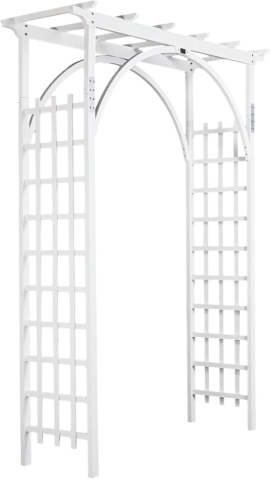 VINGLI 85in Wooden Arbor, Wedding Arch for Ceremony, Wood Trellis for Plant Climbing, Christmas Decor Pergola for Garden Backyard, Lawn (White)