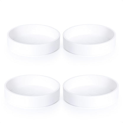 Phoenix Vine 4 Inch Plastic Plant Saucer Water Drip Tray, Heavy Sturdy Round Plant Drainage Tray for Indoors Outdoor, Set of 4, Matte White, 21-TY-4W-4