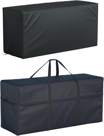 Heavy Duty 600D Waterproof Patio Extra Large Outdoor Cushion Furniture Storage Bag with Handles with Zipper L 65“ x W 22” x H 30”, Storage Bag with Waterproof Cover
