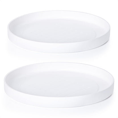 Phoenix Vine 14 Inch Plastic Plant Saucer Water Drip Tray, Heavy Sturdy Round Plant Drainage Tray for Indoors Outdoor, Set of 2, Matte White, 21-TY-14W-2