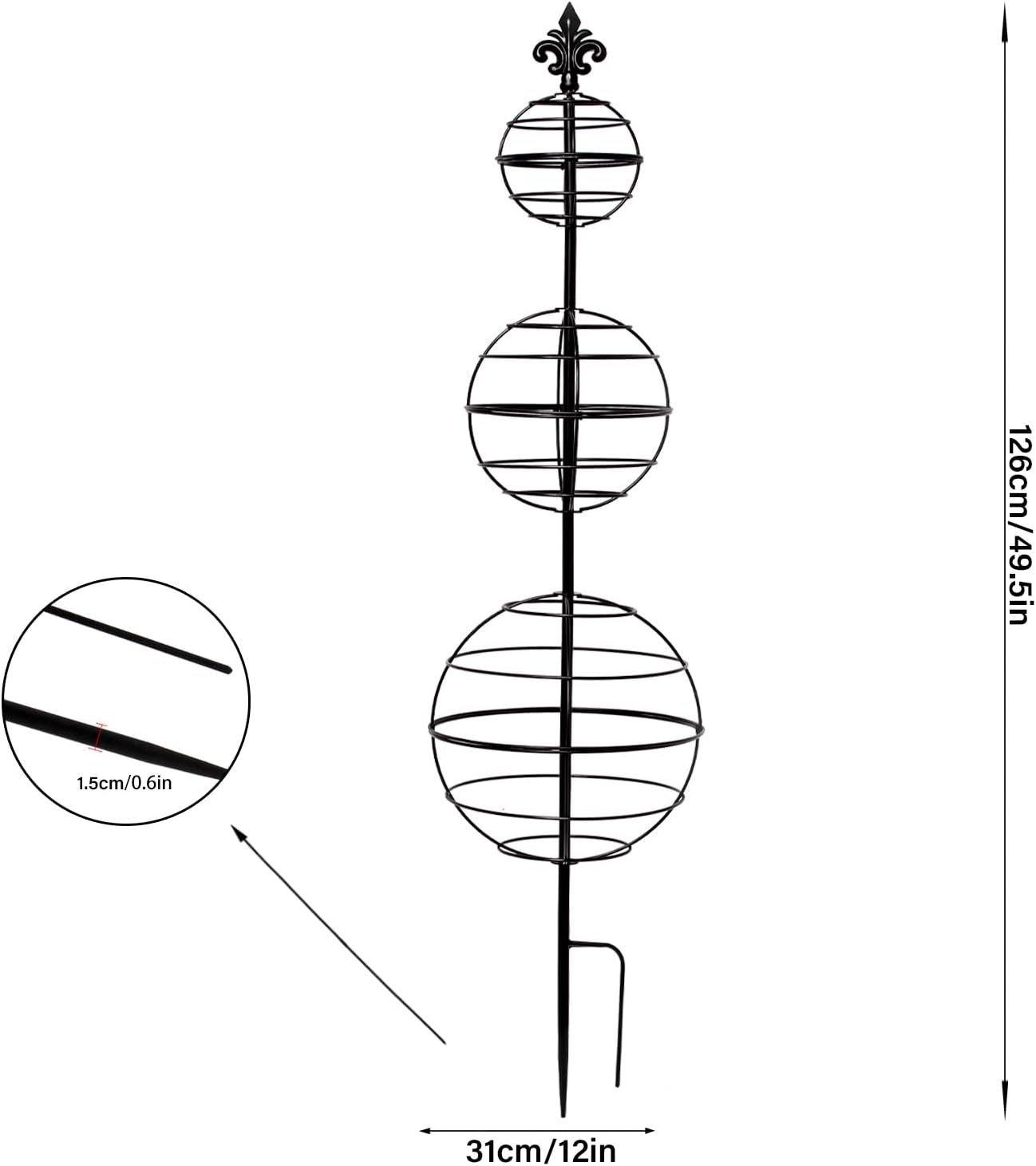Obelisk Trellis - Elegant 49.5 x 12 Inch Metal Climbing Plant Support for Outdoor Roses, Potted Vines, and Flower Gardens - Perfect Decorative Accent for Home and Garden Decor