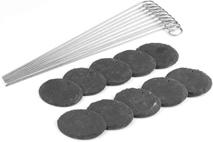 Slate Plant Label Steel Stake Weatherproof Tags Garden Nursery Markers Oval Shape 10PCS...