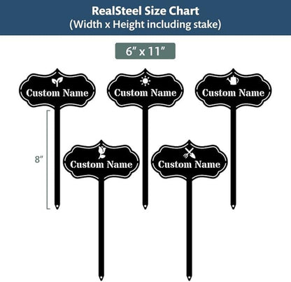 RealSteel – Customizable Seed & Plant Markers - Outdoor Herb Garden Stakes - Elegant Fruit/Vegetable Labels - Steel Plant Tags for Pots - Classy Design for Farmhouse/Greenhouse – Sun Icon
