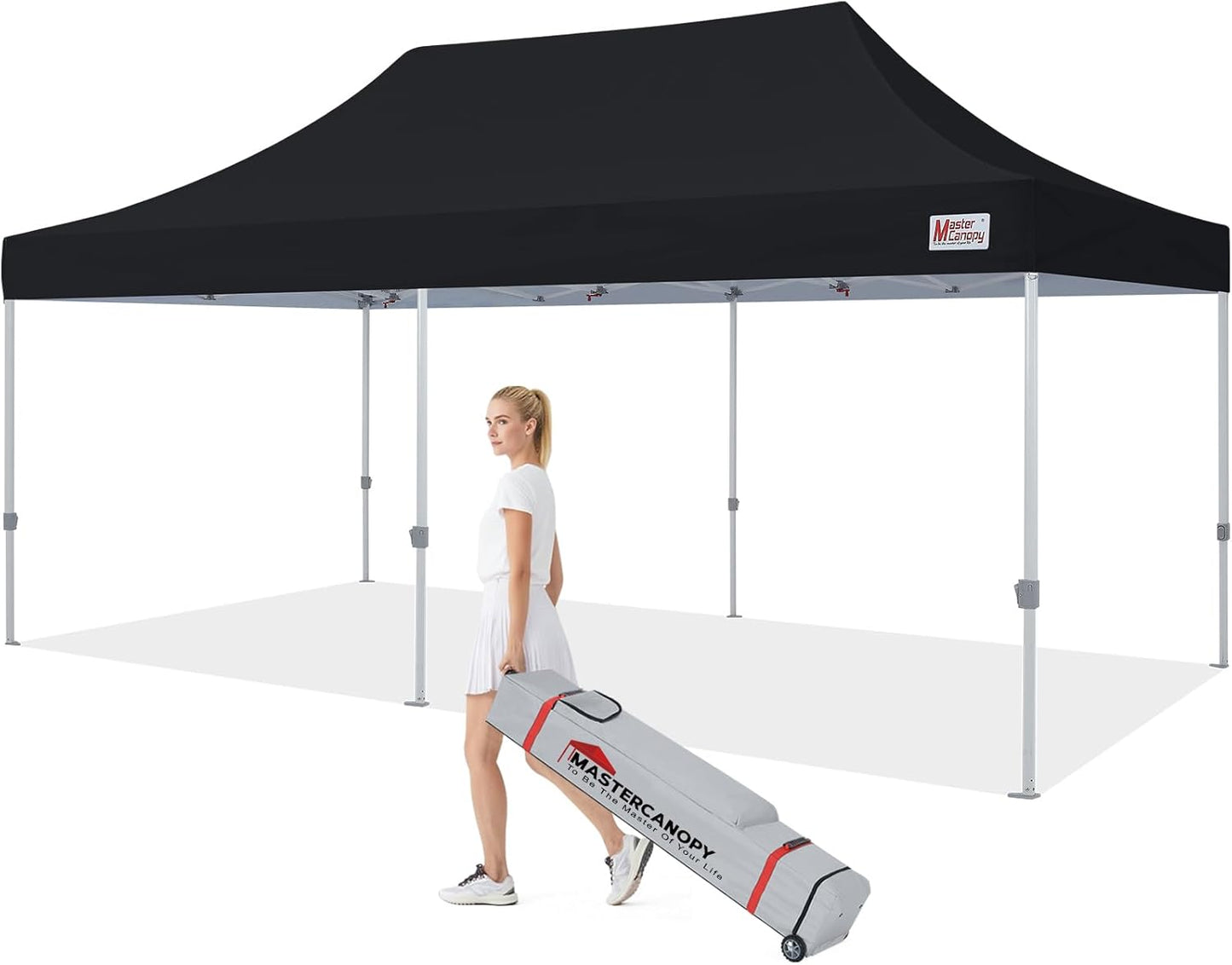 MASTERCANOPY Pop Up Canopy Tent Commercial 10x20 Instant Shelter (Black)