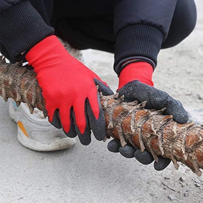 Evridwear Crinkle Latex Rubber Hand Coated Safety Work Gloves for Men Women General Multi Use Construction Warehouse Gardening Assembly Landscaping (XS-Size) Red 120 Pairs Pack