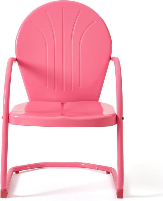 Patio Metal Chair Retro Dining Chair, Outdoor Conversation Rocking Metal Chairs for Balcony/Porch/Backyard/Garden/Lawn, Pink