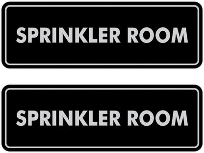 Signs ByLITA Standard Sprinkler Room Sign (Black/Silver) - Large 2 Pack