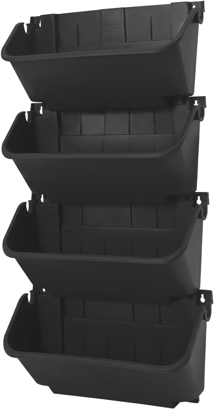 Vertical Wall Planter, Wall-Mounted Living Garden Planter with 16 Plastic Pots Stackable Wall Hanging Flower Pot Clasp Design for Vegetables Flowers (Black 16)