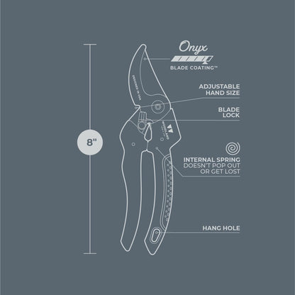 Woodland Tools Co. Duralight Bypass Pruning Shears – 5/8" Cut Capacity, Lightweight Hand Pruner, High Carbon Steel Blade, Adjustable Lock, Internal Spring, Soft Grip Garden Tool for Plants and Shrubs