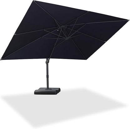PURPLE LEAF 10' × 13' Patio Cantilever Umbrella Outdoor Rectangle Adjustable Offset Umbrellas with 360-degree Rotation and 8 Heavy Duty Metal Ribs for Garden Deck Pool Navy Blue
