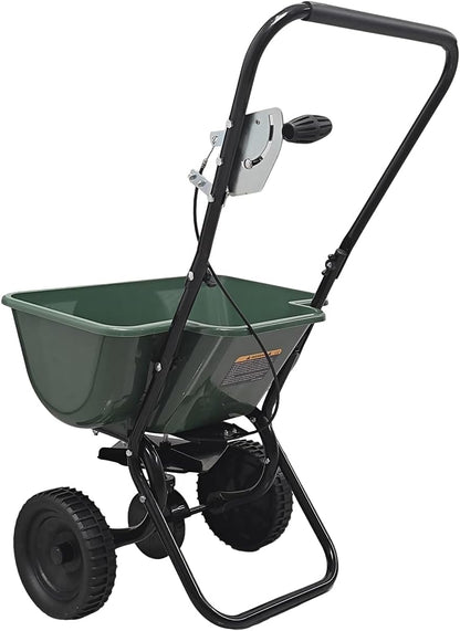 80LB Walk-Behind Broadcast Spreader for Seed,Fertilizer,Salt,Ice Melt, Fertilizer Spreader with Adjustable Drop Rate, Seed Spreaders for Lawns
