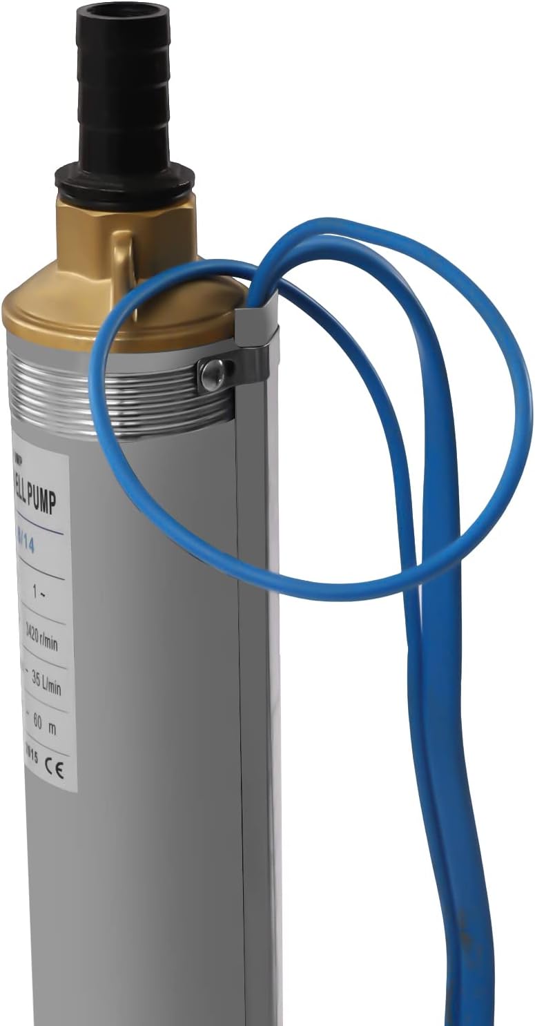 Deep Well Submersible Pump AC 110V 750W Electric Submersible Water Pump, 16 GPM Flow, 380ft Lift, Farm Ranch Irrigation Submersible Bore Hole Deep Well Pump 3420 RPM