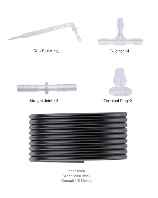 Solar Automatic Drip Irrigation System, Harness Sunshine or External Power for Indoor and Outdoor Use, Rain or Shine! Supports Up to 15 Potted Plants (Expansion Kit/Extra Accessories Kit)