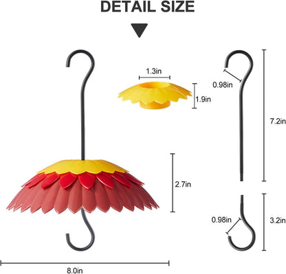 Bird Feeder Rain Guard Cover Dome Skaithee 8" Bird Feeder Baffle for Outside Hummingbird Shade Umbrella with Ant Guard Shepherd Hook, Red Color Attracts Birds & Anti Sun/Rain/Snow (2 Pcs)